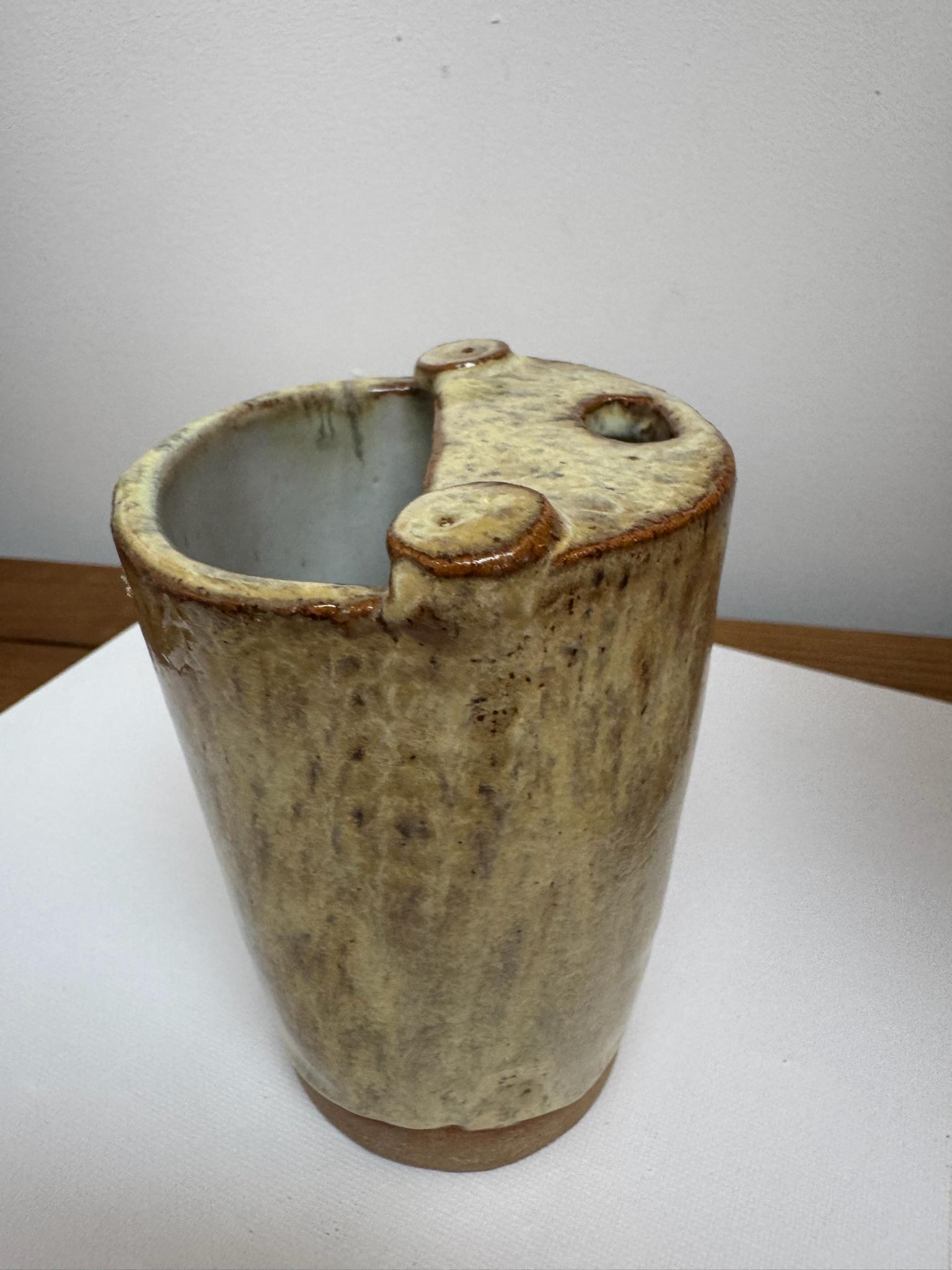 Handmade Stoneware Travel Mug, Reusable Pottery Coffee Cup, Beige Glaze - Image 13