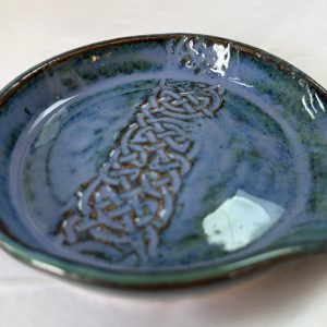 Handmade Ceramic Spoon  holder: Celtic Design, blue
