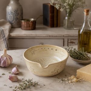 Handmade Ceramic Herb Stripper, Garlic Ginger Grater Bowl, Dressing Dish