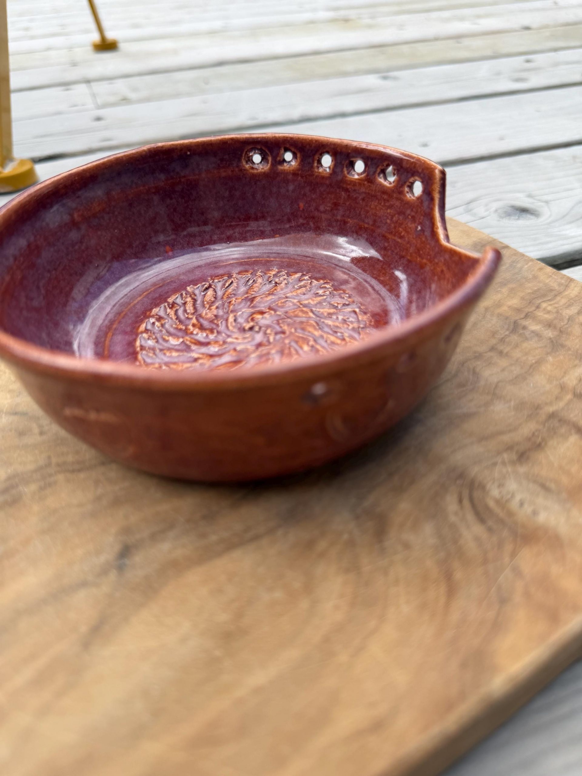 Handmade Spoon rest and Herb Stripper and Garlic Grater , dressing Bowl | Ginger/tomato gratter. - Image 9