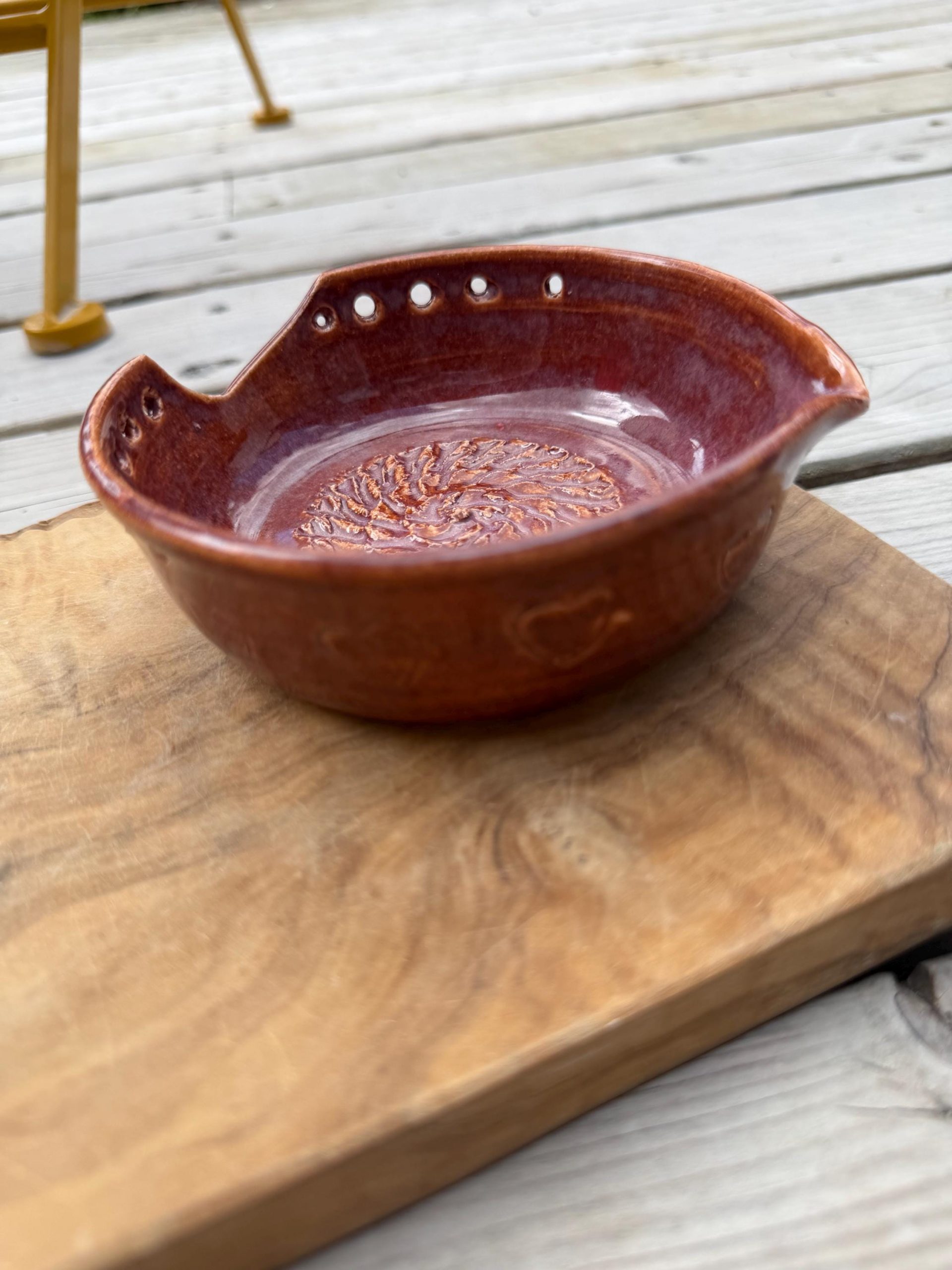 Handmade Spoon rest and Herb Stripper and Garlic Grater , dressing Bowl | Ginger/tomato gratter. - Image 13