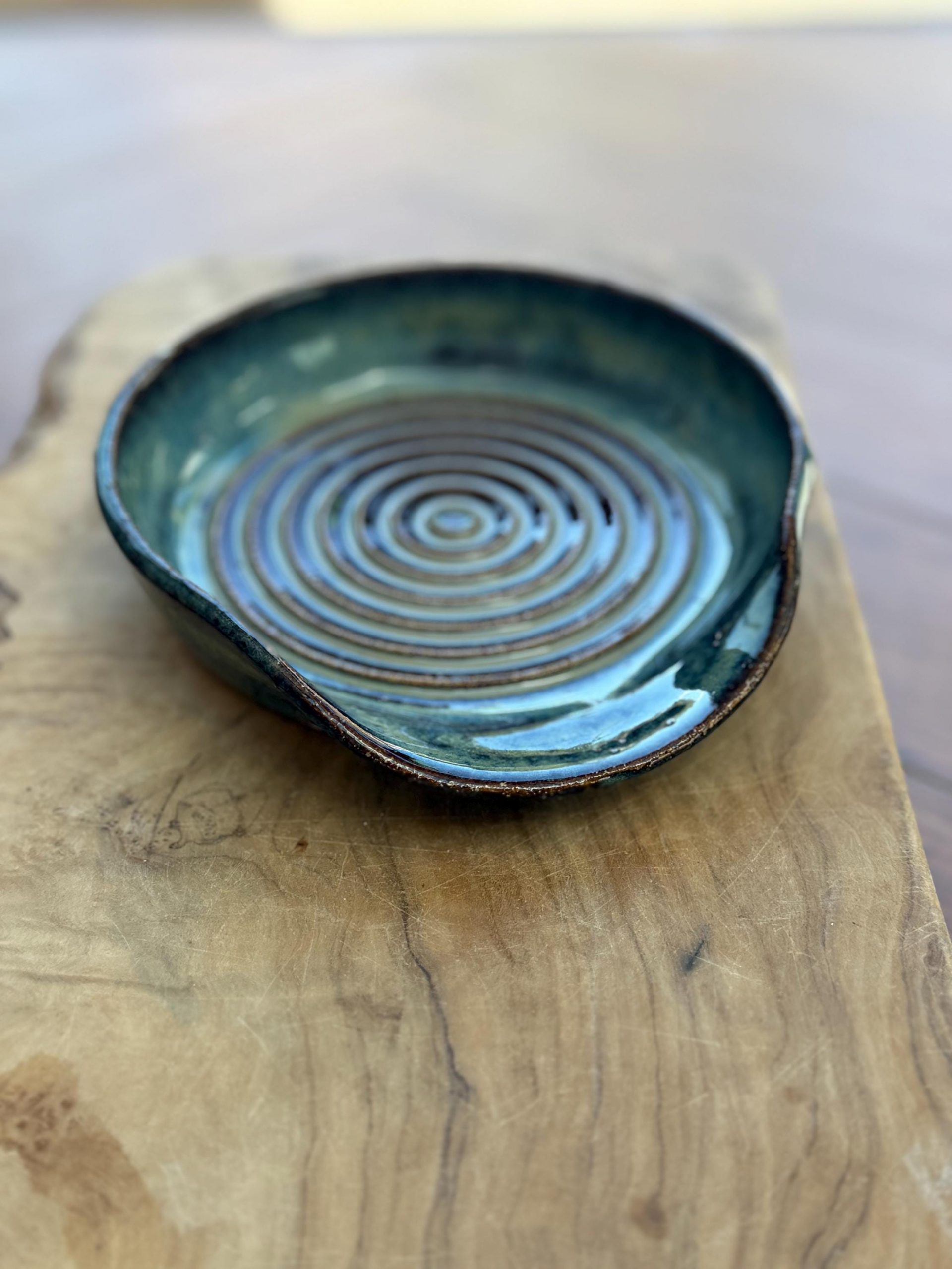 Handmade Ceramic Spoon Rest | Wheel Thrown Stoneware Kitchen Utensil Holder