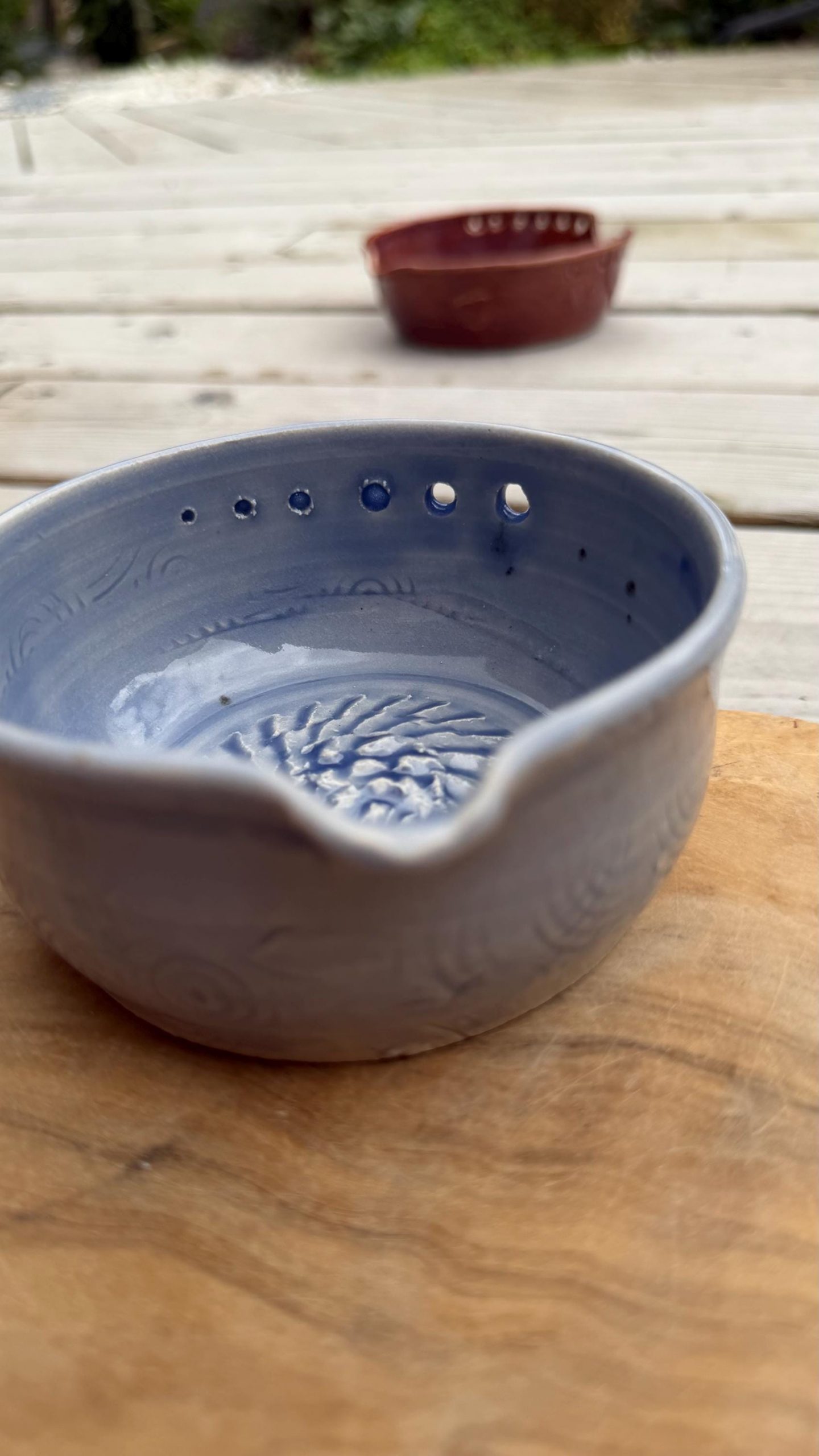Handmade Ceramic Herb Stripper, Garlic Ginger Grater Bowl, Dressing Dish lavender - Image 14
