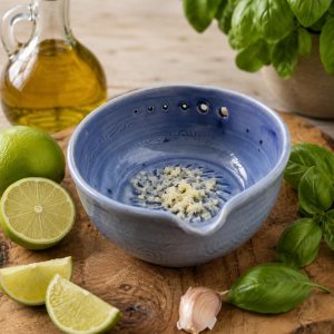 Handmade Ceramic Herb Stripper, Garlic Ginger Grater Bowl, Dressing Dish lavender