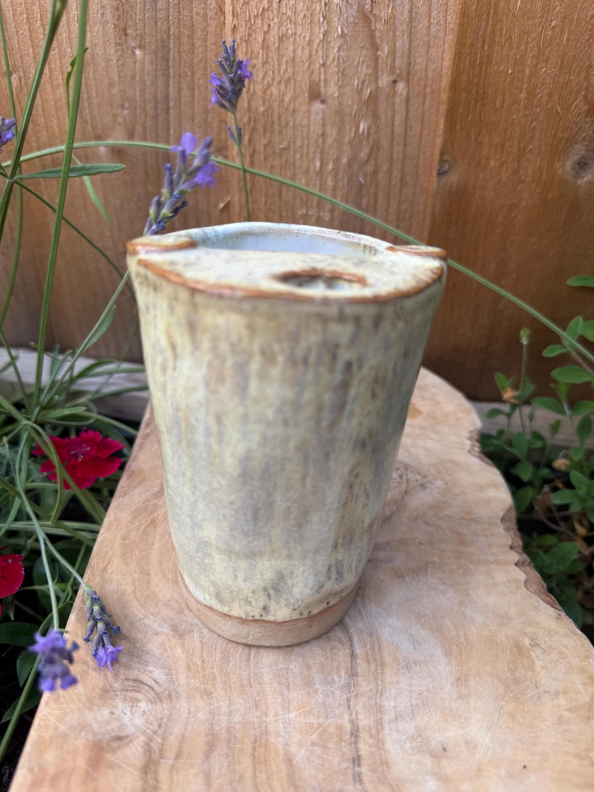 Handmade Stoneware Travel Mug, Reusable Pottery Coffee Cup, Beige Glaze - Image 2