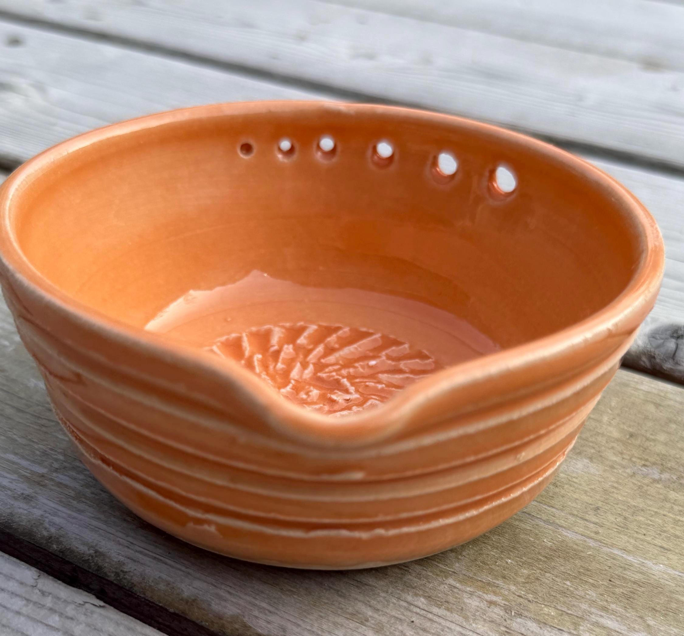 Handmade Ceramic Herb Stripper, Garlic Ginger Grater Bowl, Dressing Dish - Image 2