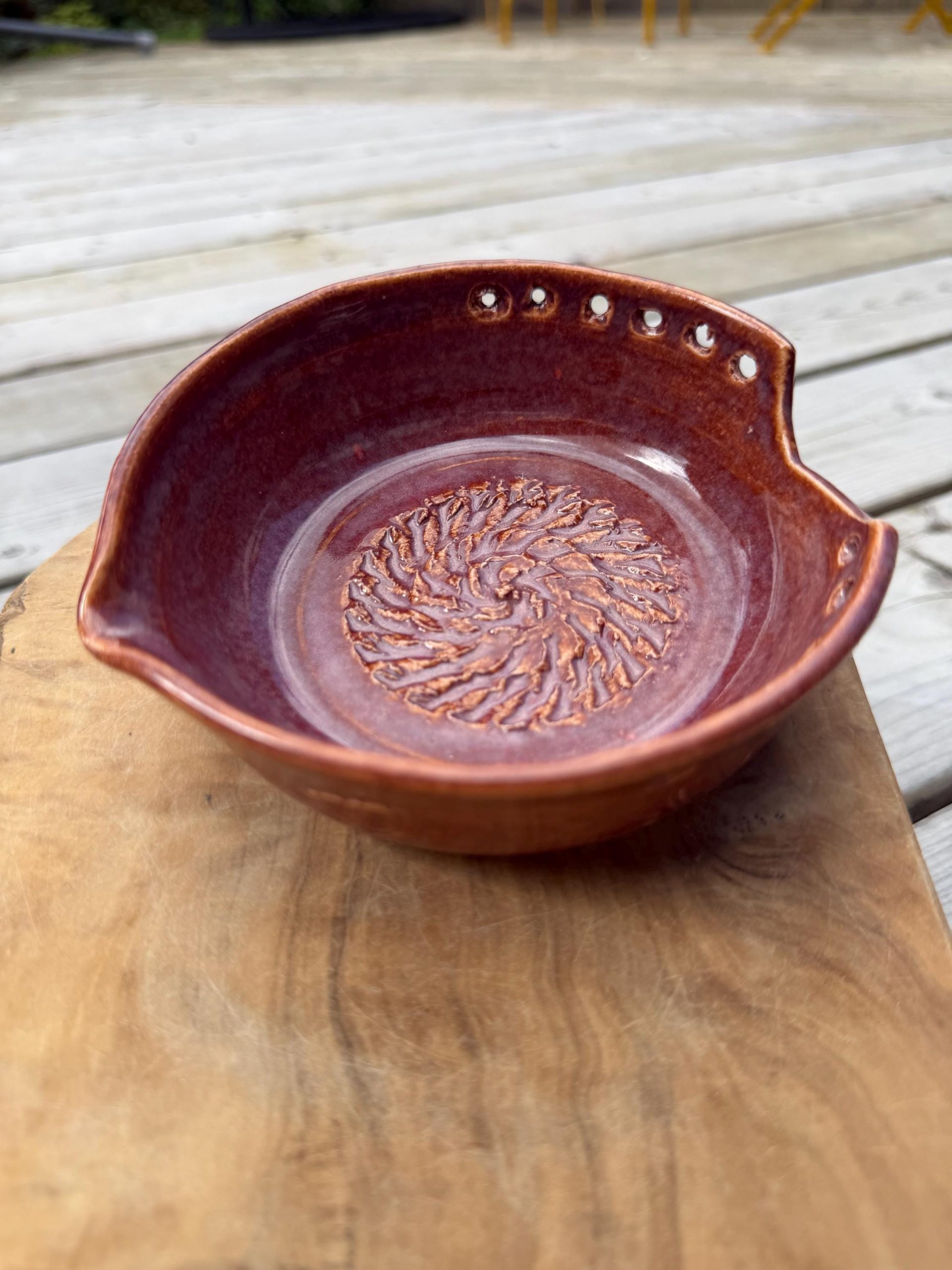 Handmade Spoon rest and Herb Stripper and Garlic Grater , dressing Bowl | Ginger/tomato gratter.