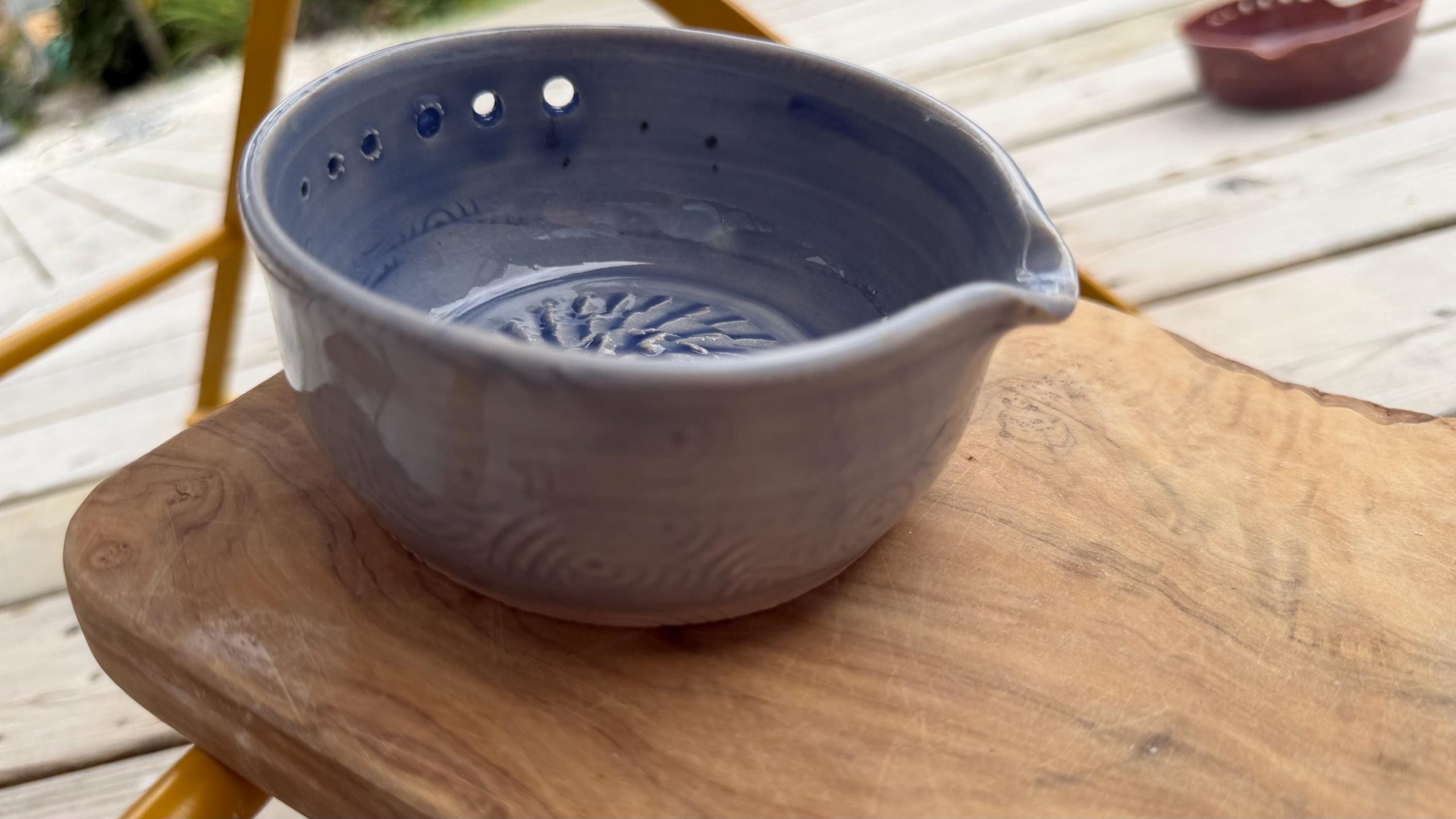 Handmade Ceramic Herb Stripper, Garlic Ginger Grater Bowl, Dressing Dish lavender - Image 10