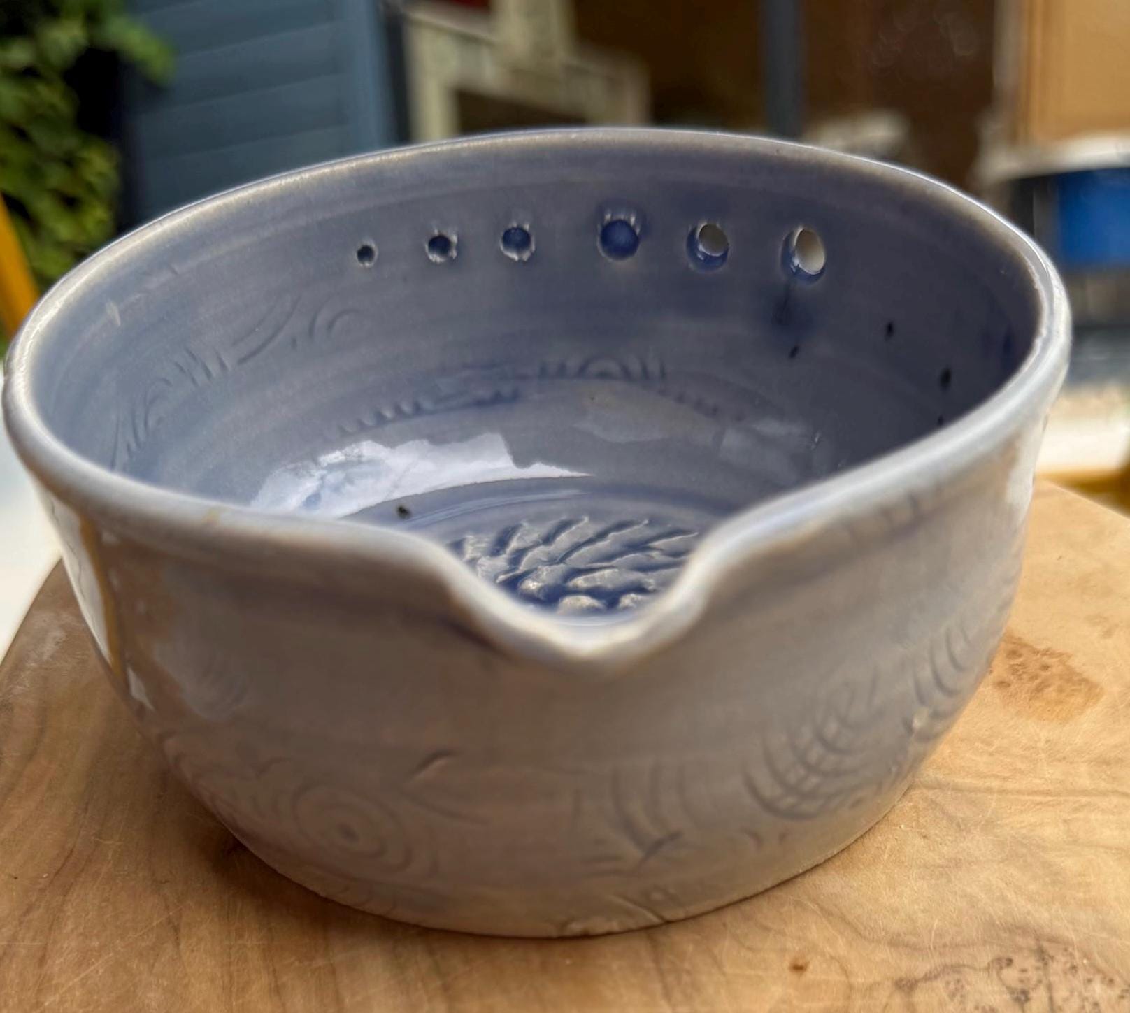 Handmade Ceramic Herb Stripper, Garlic Ginger Grater Bowl, Dressing Dish lavender - Image 13