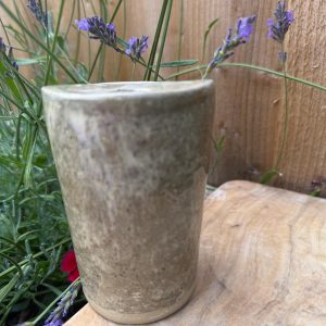 Handmade Stoneware Travel Mug with Metal Straw, Reusable Ceramic Tumbler