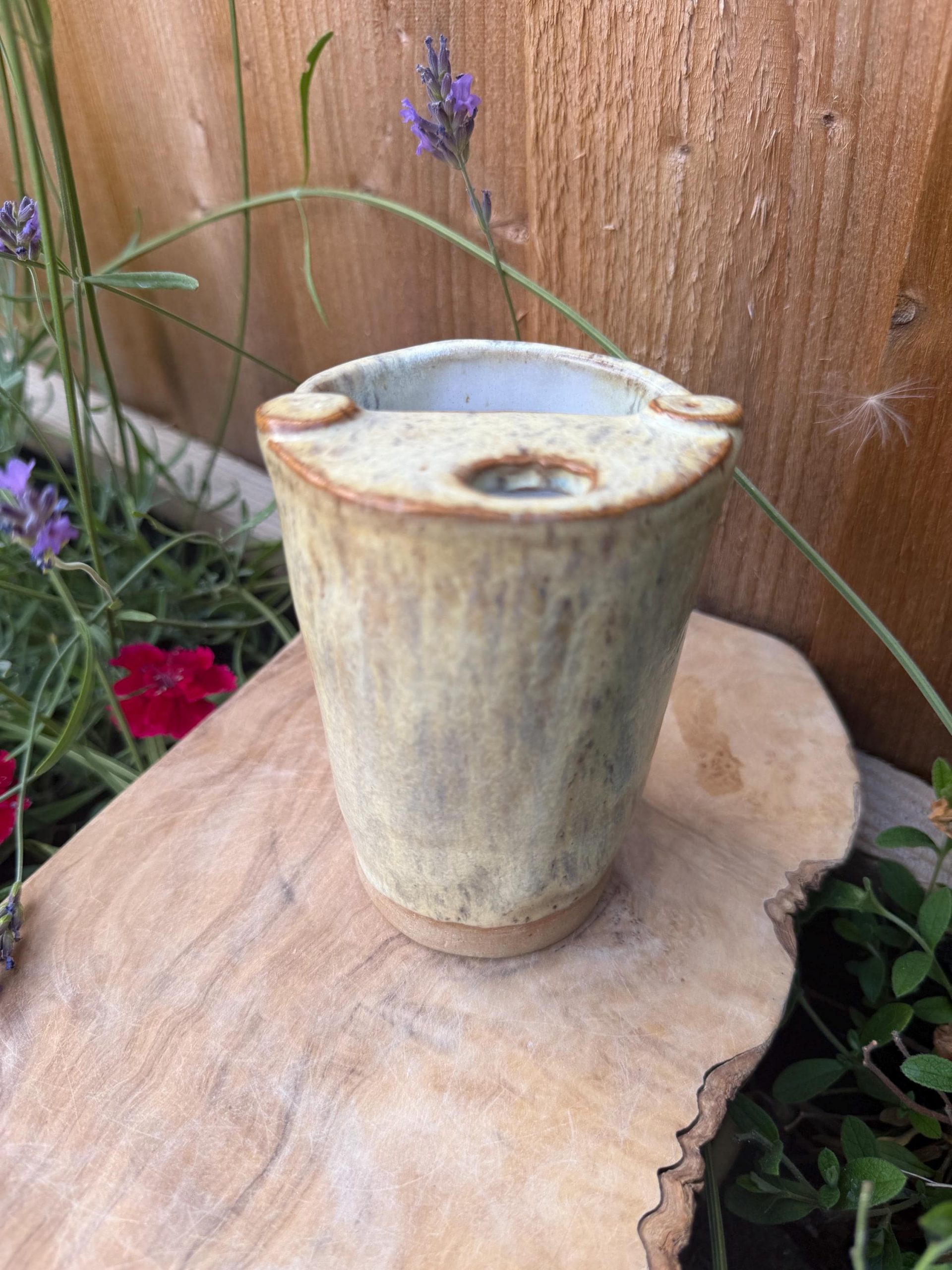 Handmade Stoneware Travel Mug, Reusable Pottery Coffee Cup, Beige Glaze - Image 4